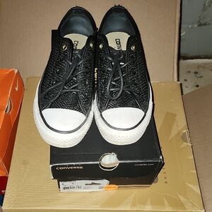 Converse Textured Black and White Shoes